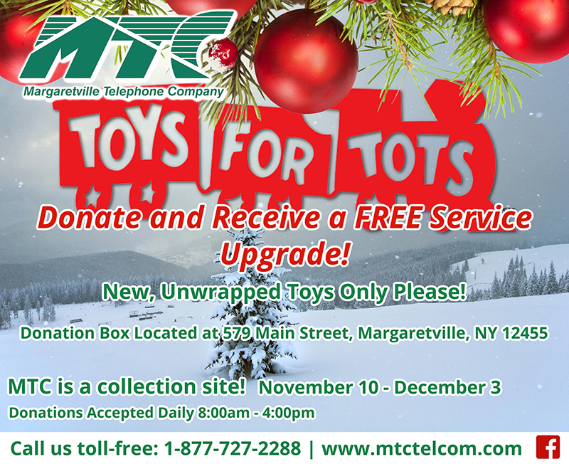 A toys for tots graphic showing where to donate.