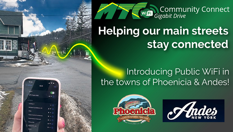 A graphic featuring MTC public WiFi in Phoenicia and Andes.